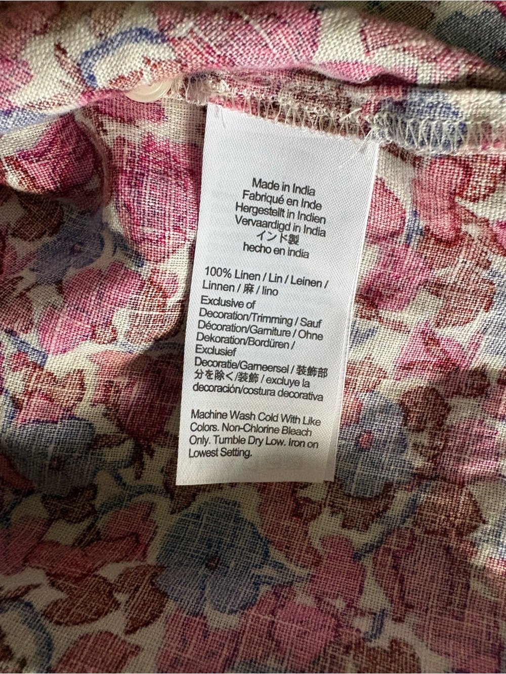 VGUC J Crew Retail Smocked linen puff-sleeve top in berry floral. Size Large - Picture 5 of 6